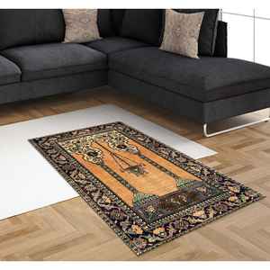 Tapis de prière vintage, Tapis orange, Tapis turc imprimé, Tapis islamique, Tapis doux à poils longs - Product Image 5