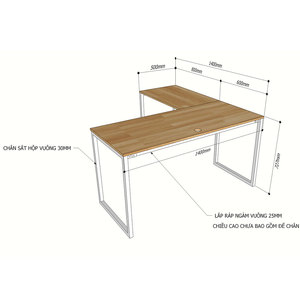 L-Shaped Corner Desk 140x140cm Minimalist Design Rubber Wood Computer Desk with Assembly Legs HBMN014 - Product Image 5