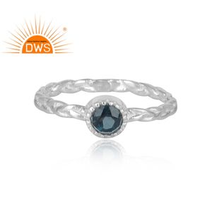 Diseñador hecho a mano fina plata esterlina natural Londres Topacio Azul piedra preciosa anillo apilable joyería fabricante - Product Image 3