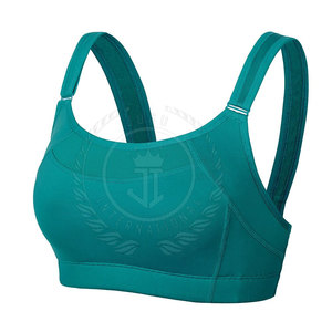 เสื้อชั้นในกีฬาโยคะสำหรับผู้หญิง ระบายอากาศได้ดี รองรับกระชับ พร้อมโลโก้ด้านหน้า ผลิตจากผ้าสแปนเด็กซ์/โพลีเอสเตอร์ ผลิตในประเทศปากีสถาน - Product Image 1