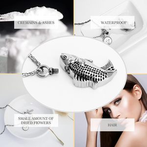 Cruz de plata pez grabado urna cremación Collar para cenizas urna para cenizas humanas en memoria amorosa papá pesca medallón tamaño personalizado - Product Image 4