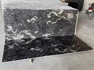 Bloc de dalles de granit noir nuage design moderne pierre naturelle très demandée pour le bureau de restaurant design graphique poli indien - Product Image 5