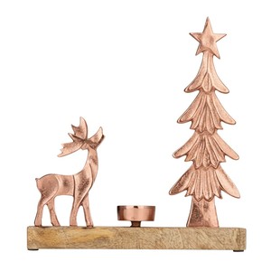 Juego de 2 Portavelas de Reno de Hierro Negro Mate de la Mejor Calidad, Figura Moderna de Animal Ciervo Navideño con Base de Madera - Product Image 5
