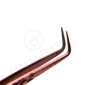 Pince à épiler en fibre d'or rose à 90 degrés pour extensions de cils OEM avec logo personnalisé et emballage écologique - Product Image 2