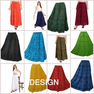 2023 exclusif nouvelle mode vente directe d'usine Bangladesh femmes décontracté brodé longue jupe coton Spandex tissu naturel - Product Image 6