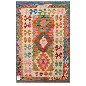 Alfombra Kilim de Maimana, Afganistán, 122 x 80 cm, Alfombras y Juegos de Alfombras Tradicionales Afganas - Product Image 1