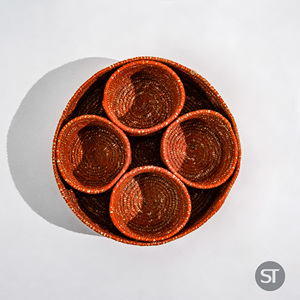 Seagrass Cover Basket with Braided Round Bowl Set Spice Storage Use - Product Image 2