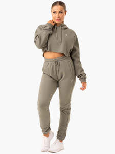 Ensemble 2 pièces OEM pour femme : sweat à capuche court en molleton de coton et pantalon de survêtement bleu pour l'hiver - Product Image 5