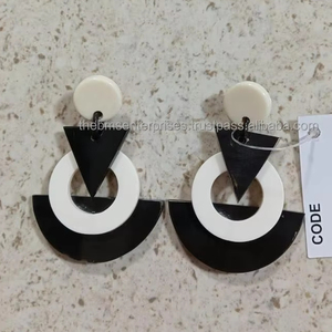 Black and Yellow Epoxy <b>Resin</b> Customized Ear <b>Rings</b> in Beautiful Shape for Traditional and Ethnics Wear - Product Image 5