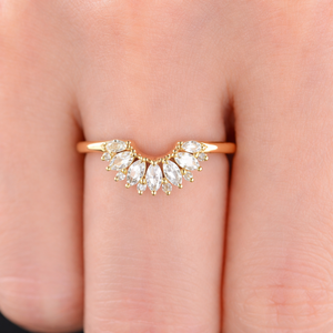 Anillo de Boda Curvo Antiguo con Diamantes Cultivados en Laboratorio, en Oro de 14K, con Corona Marquise, Anillo Apilable de Aniversario para Mujer - Product Image 6