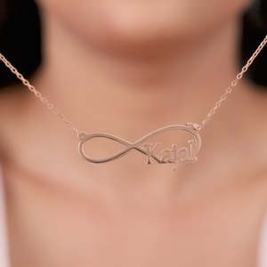 GIVA Rose Gold Infinity Name Collar Personalizado Geométrico Diamante Zircon Perla Platino Rodio Regalos cristianos de moda - Product Image 3