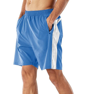 Pantalones cortos informales de verano para correr, cintura media, entrenamiento de alto rendimiento, bolsillos con cremallera, logotipo personalizado, patrón sólido, elástico teñido liso - Product Image 1