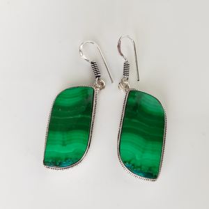 Malachite Brass <b>Hoops</b> Earrings Light <b>Weight</b> Chunky Earrings for Women Green Color Ear Wires for Anniversaries - Product Image 2