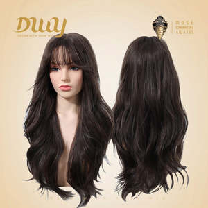 วิกผมสังเคราะห์แบบไม่ต้องใช้กาว Calla-DWY ขนาด 24 นิ้ว สีน้ำตาลเย็น สำหรับผู้หญิง ผมยาวลอนลึก ดูสมจริง - Product Image 4
