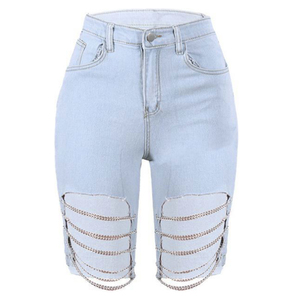 Shorts Vaqueros Vintage para Mujer, Cintura Alta, Dobladillo Deshilachado, Corte Ajustado, con Cinturón, Estilo Casual, Sexy y Urbano para Verano - Product Image 2