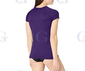 Protector de sarpullido deportivo con cuello en V para mujer, tela suave de alta calidad, color único, personalizado, informal, protección solar - Product Image 2