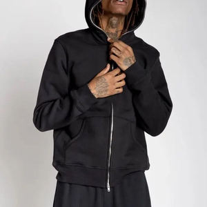 เสื้อฮู้ดดี้ซิปคู่แบบวินเทจทรงโอเวอร์ไซส์ ย้อมสีแบบแอซิดวอช ไม่มีเชือกผูก  แบบสั่งทำพิเศษ คุณภาพสูง  สีซีดแบบโดนแดด สำหรับผู้ชาย - Product Image 3