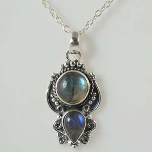 Navya Craft 925 <b>Solid</b> Sterling <b>Silver</b> Women's <b>Necklace</b> with Labradorite Handmade Boho Christmas Jewelry Gift Pearl Main Stone - Product Image 6