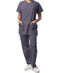 สครับทางการแพทย์ Unisex V คอพยาบาลเครื่องแบบ Anno สครับทางการแพทย์เครื่องแบบสีเทา OEM สแปนเด็กซ์แพทย์สนับสนุน - Product Image 6