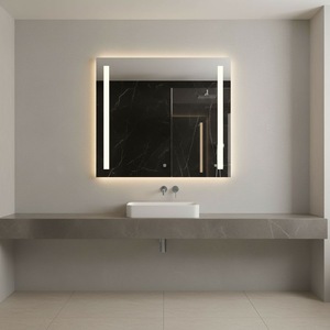 Chauffage infrarouge mural carré sans cadre 500W à verre miroir, panneau d'éclairage infrarouge pleine taille, étanche avec protection contre la surchauffe - Product Image 3
