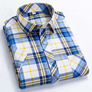 Camisa abotonada de algodón 100% Premium personalizada para hombre, hecha a medida con tela de lona sólida con patrón de cuadros OEM personalizado - Product Image 3