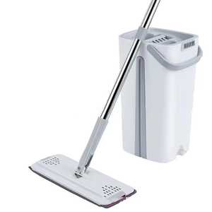 Juego de Mopa Plana y Cubeta con Sistema de Escurrido Manos Libres, Rotación de 360 Grados, Herramienta de Limpieza de Pisos Secos y Mojados, Juego de Mopa de Microfibra - Product Image 2