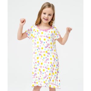 Chemises de nuit décontractées à manches courtes pour filles, en tissu tricoté doux en bambou, tailles 3T-12Y - Product Image 4