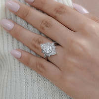 Bague de fiançailles vintage design ancien européen avec lunette de taille ronde Bague en diamant de laboratoire Pierre principale Bague en or massif 14k