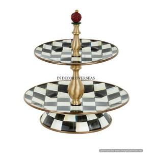 Trendy Pattern Arrival 3 Tier Aluminum Casted Chess Board Black And White Color Blocks Designer Wedding <b>Table</b> Centerpiece Bowls - Product Image 5