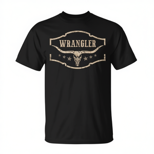 Western <b>Bull</b> <b>Skull</b> Graphic T-Shirt for Adults Unisex Short Sleeve Crew Neck Black Cotton Casual Wear - Product Image 2
