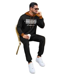 Ensemble de survêtement de course à pied de haute qualité respirant à capuche lourd imprimé uni deux pièces pour l'entraînement physique - Product Image 5