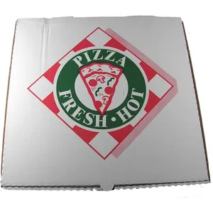 علبة بيتزا عالية الجودة بطباعة ملونة مخصصة ساخنة وطازجة - اللون الأساسي أبيض 12 بوصة × 12 بوصة من موردين البيع بالجملة