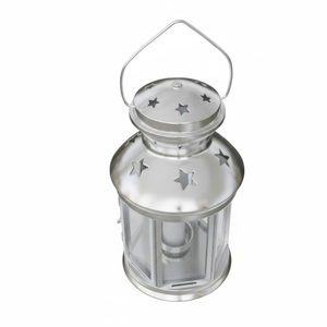 Farol Cuadrado de Acero Galvanizado y Vidrio de Calidad Exclusiva, Color Gris Plateado, para Decoración de Interiores del Hogar y Jardín, Precio Razonable - Product Image 2