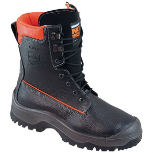 NoRisk S3 SRC EN20345/EN17249 Black/Orange <b>Leather</b> Forestry Safety <b>Boots</b> Size 43 for <b>Work</b> Environments - Product Image 2