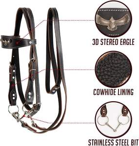 Bridas de cuero genuino 100% para montar a caballo, comodidad de lujo, elegancia atemporal artesanal tradicional, eleva tu experiencia de viaje - Product Image 4