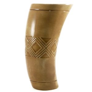 Alta calidad personalizar media quema taza tallada vidrio corto bonito diseño Natural cuerno de búfalo vidrio de alta calidad - Product Image 3