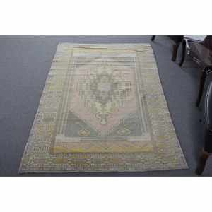 Alfombra de lana hecha a mano amarilla Beige clásica 4,2X7,8 pies diseño de retazos turcos pasillo Rectangular de látex para sala de estar dormitorio 4M - Product Image 3