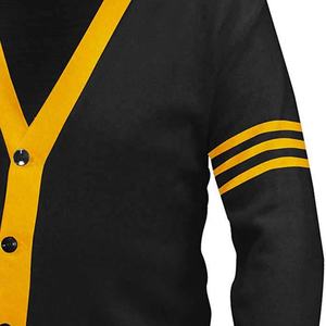 2026 University Knitted <b>Cardigans</b> v Neck <b>Cardigans</b> Sweaters <b>with</b> Black and Gold Colour <b>with</b> Customized logos Sorority Wears - Product Image 3
