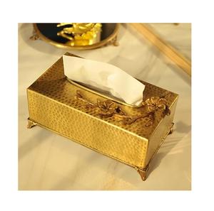 Fantaisie Maison Table Top Tissu Boîte Décorative À La Main Martelé Or Boîte À Mouchoirs En Métal Avec Floral Design Porte-Serviettes pour Top Vente - Product Image 1