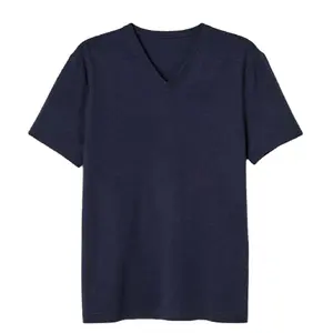 Heren T-Shirt Mode 2023 Nieuwe Hot Stijl Effen Geverfde Heren Shirts Groothandel V-Hals Effen Kleur Plus Size Heren Shirt Blauw Geverfd