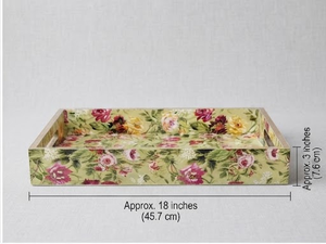 Plateau rectangulaire en bois avec motif floral émaillé coloré, écologique, motif traditionnel pour mariage et Diwali, vase de table - Product Image 2