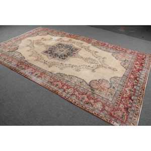 Tapis turc, tapis vintage 6,8x10,9 pieds, tapis en laine rouge style sud-ouest - Product Image 2