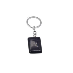 Llavero de cristal de alta calidad, llavero rectangular de piedra dorada azul, llavero de piedra natural, regalos para mujeres, mayorista de llaveros - Product Image 6