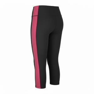 กางเกงโยคะเอวสูงทรงแคปรีสำหรับผู้หญิง ลายแถบข้างตัดกัน กางเกงออกกำลังกาย - Product Image 2