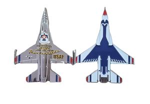 Pièce de monnaie commémorative personnalisée en forme d'avion 3D, design F-18 Hornet et Boeing 707, en alliage de zinc, impression UV, style antique traditionnel - Product Image 3