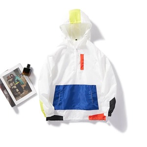 Veste à capuche décontractée pour hommes avec protection solaire Nouvelle version coréenne Veste en toile de couleur assortie pour l'été et l'hiver Fermeture à glissière - Product Image 3