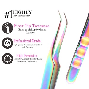 Pince à épiler à pointe fine pour faux cils, cils en bande à 45 degrés, parfaite pour les voyages, outil de maquillage, pince à épiler en acier inoxydable - Product Image 3