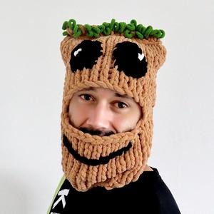 Hand Embroidery Autumn Winter Warm <b>Tree</b> Man <b>Face</b> Mask Hat Hand-Knitted Character Common Unisex Adult Casual New Cross-Border - Product Image 1
