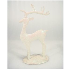 Ornement de Noël de renne en métal fini de paillettes blanches pour la maison salon article décoratif de dessus de Table de Noël - Product Image 1