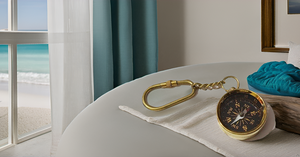 Brass Compass <b>Key</b> <b>Chain</b> Collectible Marine Nautical <b>Key</b> Rings - Product Image 2